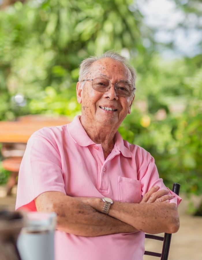 Older patient smiling, portrait